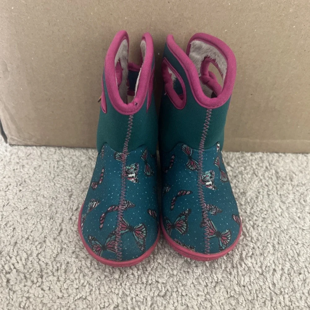 Bogs Baby butterfly Waterproof Faux Fur Lined Rain/Snow‎ Boots Size 6